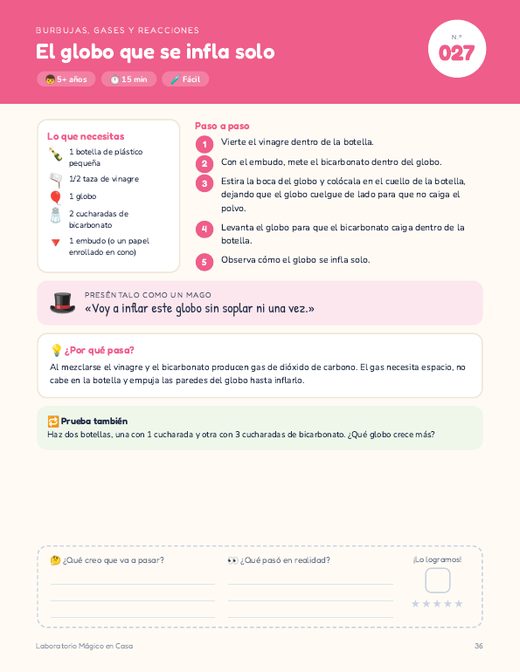 Página de experimento: el globo que se infla solo